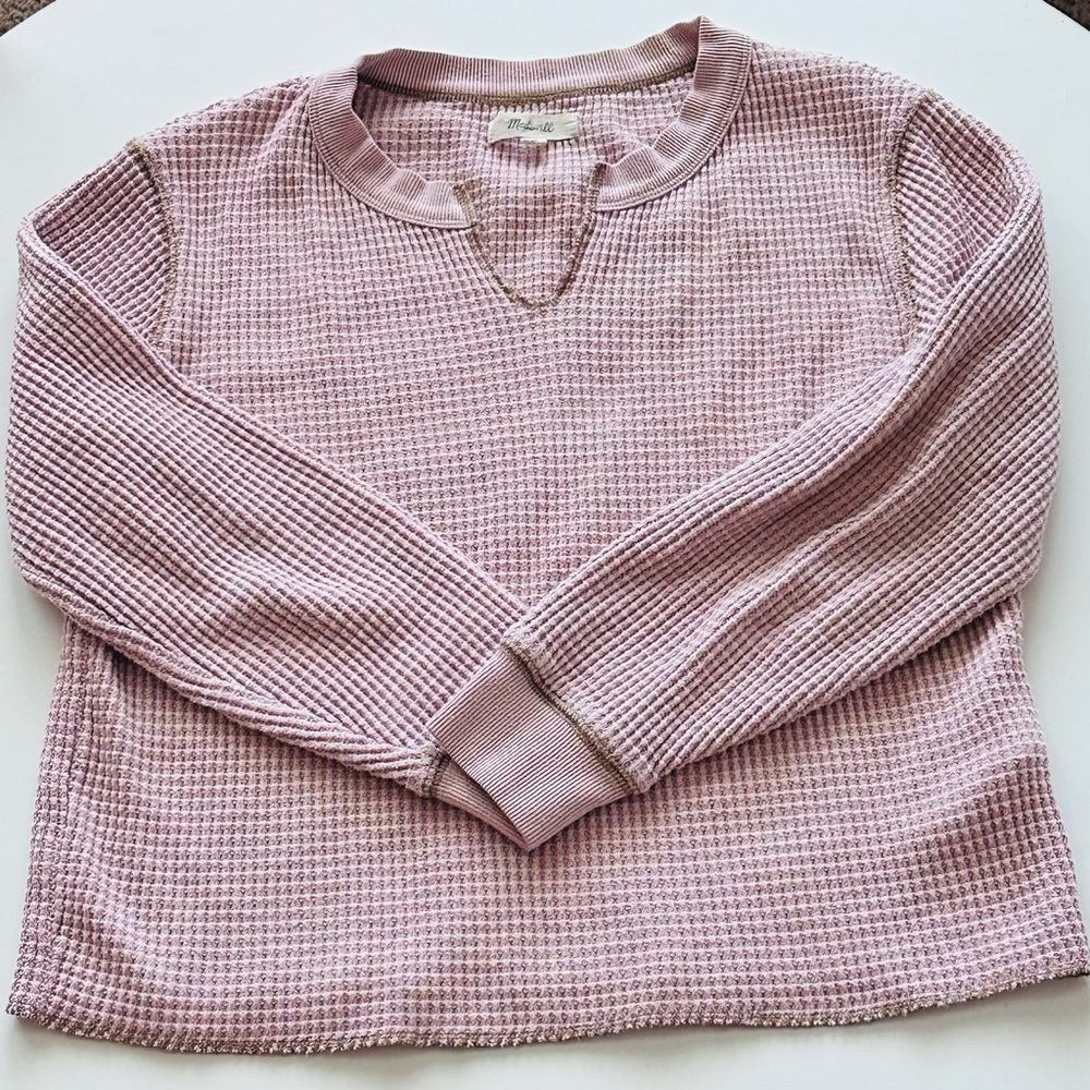 Madewell Cropped Waffle Knit Long Sleeve Top